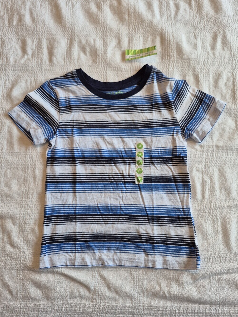 Peanut & Ellue boys 5T white & blue striped short sleeve shirt NEW